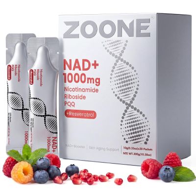 Zoone Updated NAD Plus 1000mg Liquid Supplement for Women & Men, 30 Packets