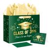 JWSCYSY Large Green Graduation Gift Bag, Class of 2026 Gift Bag with Tissue Paper and Card for College Graduation Season Theme Party Decor Supplies. view 1