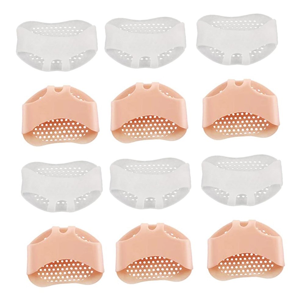MUCKLILY Silicone Forefoot Half Foot Pads 6 Pairs Set Non-Slip Shoe Cushions Soft Honeycomb Ball of Foot Insoles for High Heels Relief and Anti-Fatigue Use Random Color