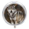 Wild Wild Gray Wolf Pill Box Round Small Pill Case Compact Travel Pills Container Daily Mini Pills Organizer Portable Mini Medicine Storage for Storing Vitamins Supplements view 1