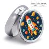Rocket Clipart Space Ship Pill Case with 3 Compartments Round Pill Box Cute Travel Pills Container Mini Pills Organizer Pocket Mini Medicine Storage for Storing Vitamins Supplements view 2