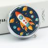 Rocket Clipart Space Ship Pill Case with 3 Compartments Round Pill Box Cute Travel Pills Container Mini Pills Organizer Pocket Mini Medicine Storage for Storing Vitamins Supplements view 4