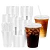 100 Pack 20 oz Disposable Plastic Cups with Lids & Straws, Disposable Iced Coffee Cups, Clear Cold Drink Cups for Party, Events, Smoothies, Milkshake, Iced Coffee, and TO-GO Drinkings Leak-Proof view 1