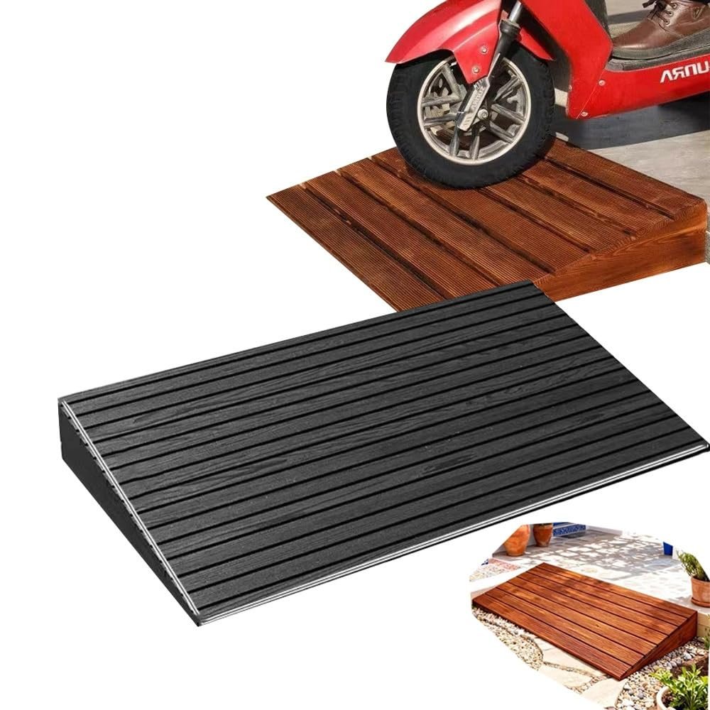 LARAKVEAKV Mobility Ramp For Doorways Steps, Non-Skid Threshold Ramps4in Height Access Ramp WheelChair Threshold Ramp For Motorcycles/Walker/Cart/Scooter(Grille black,19.6x35.4x3.9in)