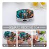 Dark Blue Golden Fantasy Wolf Metal 2-Compartment Pill Box, Small Travel Pill Organizer, Portable Pocket Size Daily Pill Case for Vitamins Medication, Compact Mini Metal Pill Container view 4