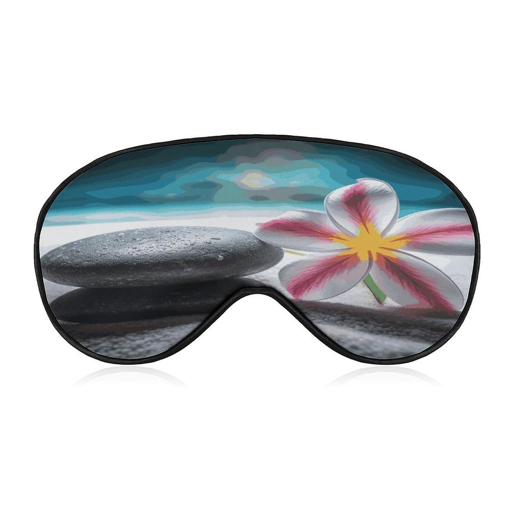 Tropical Flower and Zen Stone Sleep Mask for Women Men Breathable Eye Mask with Adjustable Strap Sleeping Mask Comfortable Light Travel Blindfold Soft Sleep Eye Mask Sleep Shade Cover