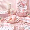 Newtay 250 Pcs Baby in Bloom Baby Shower Party Decorations Pink Bow Flower Disposable Plates and Napkins Birthday Tableware for 50 Guests Paper Plates Napkins Cups for Party Supplies view 3