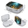 Golden Cobra in Egyptian Pyramid Pill Organizer with Mirror 2 Compartments Waterproof Pill Case for Purse Pocket Non-Slip Grip Travel Medicine Organizer Container Box for Vitamin Fish Oil Supplement view 2