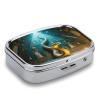 Golden Cobra in Egyptian Pyramid Pill Organizer with Mirror 2 Compartments Waterproof Pill Case for Purse Pocket Non-Slip Grip Travel Medicine Organizer Container Box for Vitamin Fish Oil Supplement view 3