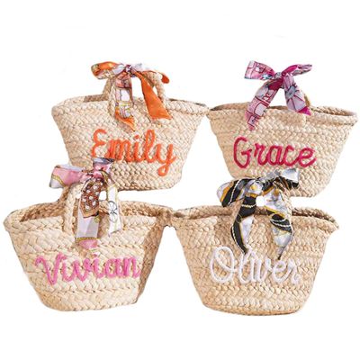 Personalized Straw Handbag, Custom Embroidery Name Boho Straw Bags Bachelorette Party Gift Basket,Custom Bridesmaid Handheld Gift Basket