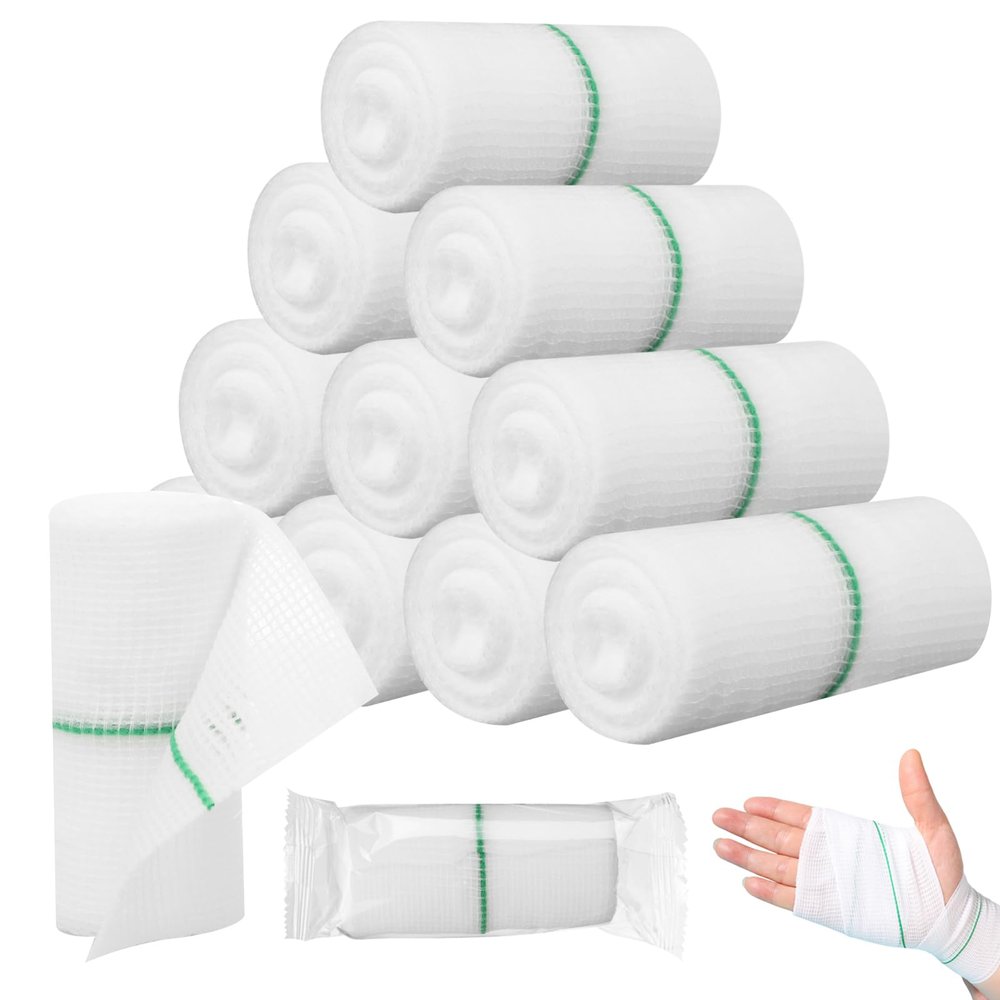 12 Pack Gauze Rolls Bandages 3" x 4.1yd Individually Wrapped Rolled Bandage Mummy Wraps Breathable for Wound Care