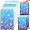 100 Pcs Winter Snowflake Party Favor Bags with Handles Plastic Blue Purple Snowflake Goodie Candy Gift Bags Bulk Reusable Treat Bags for Christmas Birthday Winter Wonderland Frozen Themed Party Decor view 1