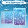 100 Pcs Winter Snowflake Party Favor Bags with Handles Plastic Blue Purple Snowflake Goodie Candy Gift Bags Bulk Reusable Treat Bags for Christmas Birthday Winter Wonderland Frozen Themed Party Decor view 2