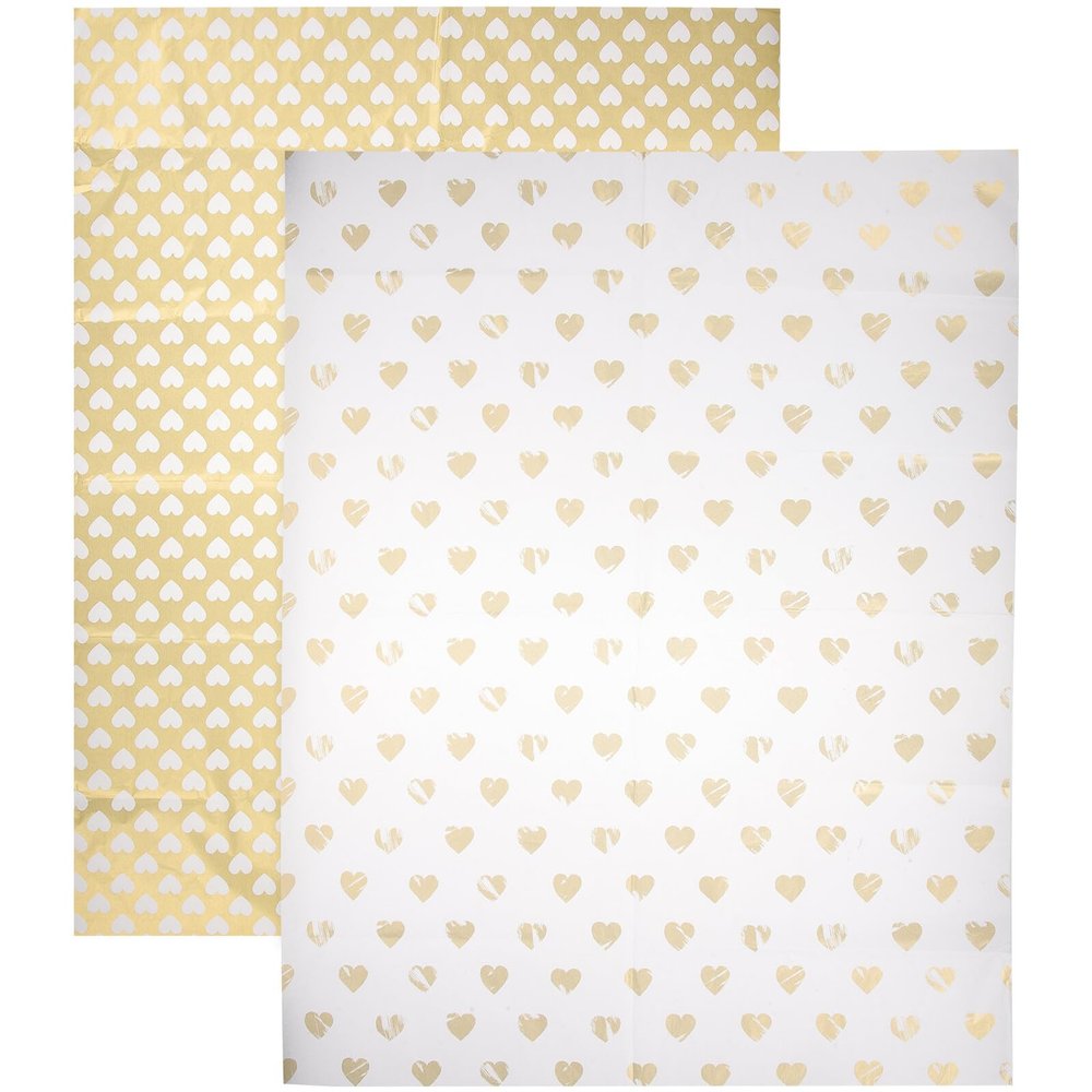 BEBEMOKO Christmas Wrapping Paper Tissue Sheets 10pcs, Gold and White Thin Floral Packaging Paper for Wrap, DIY Crafting, Birthday and Holiday Presents, Xmas Packaging Supplies