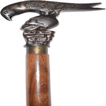 Dolchi Vintage Eagle Head Folding Walking Stick Cane | 3-Piece Wooden Shaft with Metal Screw Joints | Fixed Length Support Cane | Classic Collectible Design