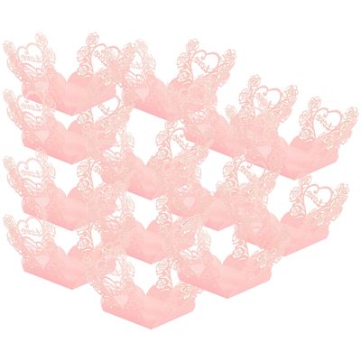 GALPADA 50pcs Pink Heart Rose Chocolate Wrapping Trays and Candy Paper Cups for Wedding Party Table Centerpieces Decorative Packaging