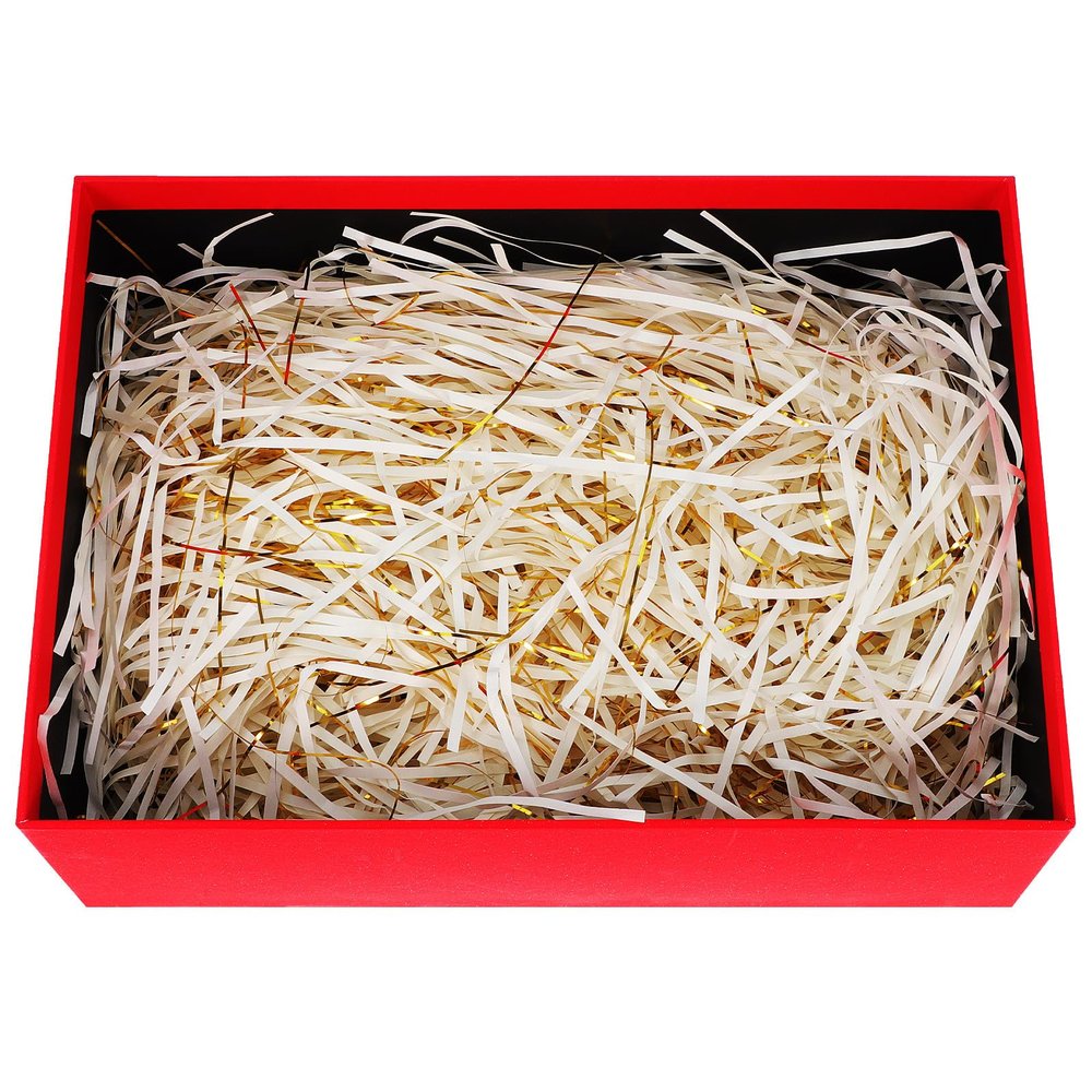 ARTIBETTER Festive Raffia Paper Shreds 200g Crinkle Cut Packaging Filler with Gold-white Mixed Strands for Boxes Basket Decoration and Shipping Cushioning