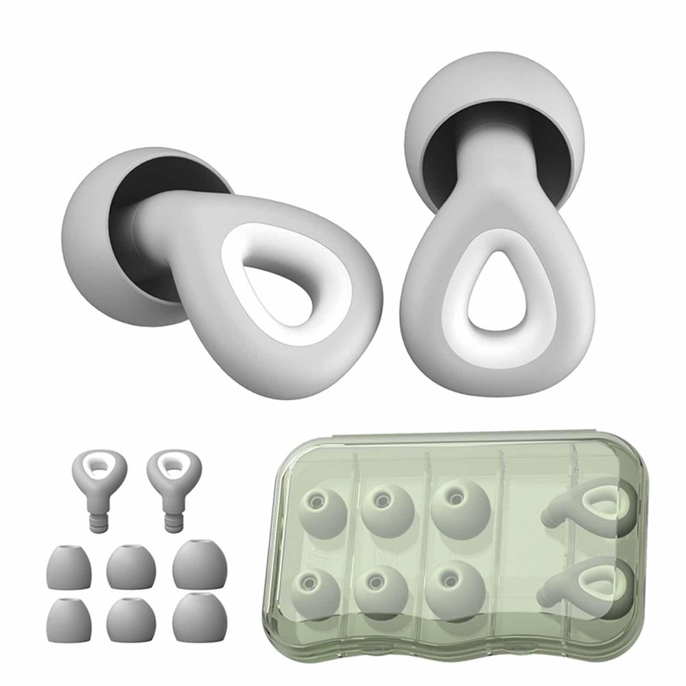 1 Pair Reduction Earplugs for Hearing Protection - Washable Nano Silicone Material for Sleep Study Work and Swimming Applications - Black Silicone Ear Plugs (Grey)