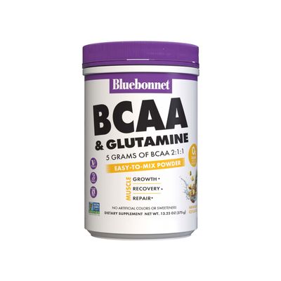 BlueBonnet Nutrition 5g BCAA 2:1:1 & 1000 mg Glutamine Powder for Muscle Recovery & Hydration - Sugar Free, Non-GMO Project Verified Hawaiian Ice Flavor 30 Servings