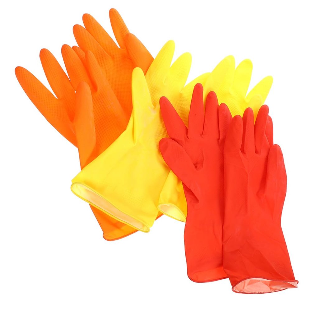 LOLIPPYY 6pcs Large Rubber Dishwashing Gloves for Household Cleaning, Waterproof Thickened Latex Gloves for Kitchen Dish Wash and Laundry, Reusable Non-slip Cleaning Mittens Set