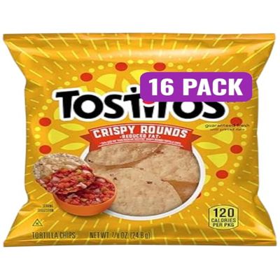 Crispy Rounds Reduced Fat Tortilla Chips, 0.875 Oz Bags, Pack of 16, Bundled By Shoppyway