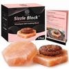 UMAID Sizzle Block Himalayan Salt Block for Burgers 2 Pack Grill Cooking Stone Even Searing for Juicy, Crispy Burgers Food Grade Salt Slab for BBQ, Grilling, Oven & Stovetop with Recipe Booklet view 1