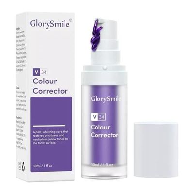 GlorySmile Teeth Whitening Booster, Purple Toothpaste, Color Correcting Technology, V34, Tooth Colour Corrector, Tooth Stain Removal Colour Corrector, 30ml/ 1fl oz- Pack of 2