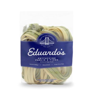Eduardo's Pasta Co. Fettuccine Paglia e Fieno, Artisanal Egg Pasta, 12 oz., Semolina & Durum Wheat with Cage-Free Eggs, Dried, Small Batch, San Francisco