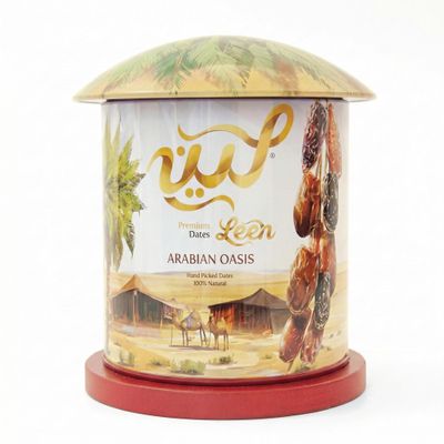 LEEN Premium Golden Mix Dates from Madinah, Saudi Arabia Ajwa, Safawi, Sagaie, Khodhri & Mabroom | Arabian Oasis Gift Can | Handpicked Assorted Dates | Natural & Fresh | 220g