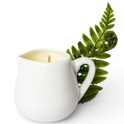 After Care: Moss & Sweet Fern Velvet Massage Candle Warm Body Oil Candle with Natural Butters Sensory Self-Care & Skin Moisturizing 2.6 Oz White Carafe with Handle Second Life