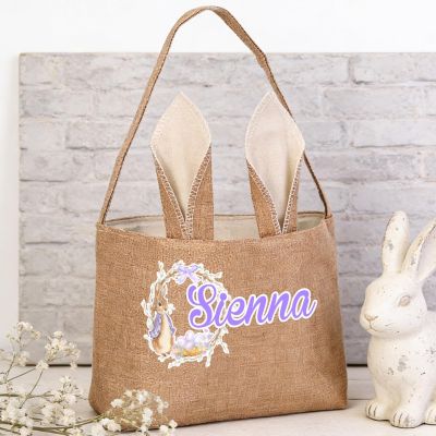 UOZGUY Custom Easter Basket with Name, Personalized Easter Bunny Basket Egg Hunt Bag with Rabbit Ears for Girls Boys, Easter Spring Party Decoration Supplies Gift Bags 2026, 9.8"x8"in, Style-1