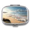 Serene Coastal Pill Cases Portable Small Metal Medicine Box 2 Compartments Square Travel Medicine Case Daily Vitamin Organizer Box for Fish Oils Vitamins Supplements view 1