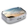Serene Coastal Pill Cases Portable Small Metal Medicine Box 2 Compartments Square Travel Medicine Case Daily Vitamin Organizer Box for Fish Oils Vitamins Supplements view 3