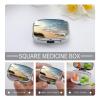 Serene Coastal Pill Cases Portable Small Metal Medicine Box 2 Compartments Square Travel Medicine Case Daily Vitamin Organizer Box for Fish Oils Vitamins Supplements view 4