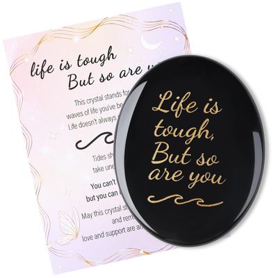 QINJIEJIE Black Obsidian Crystals Life is Tough But So are You Worry Stones