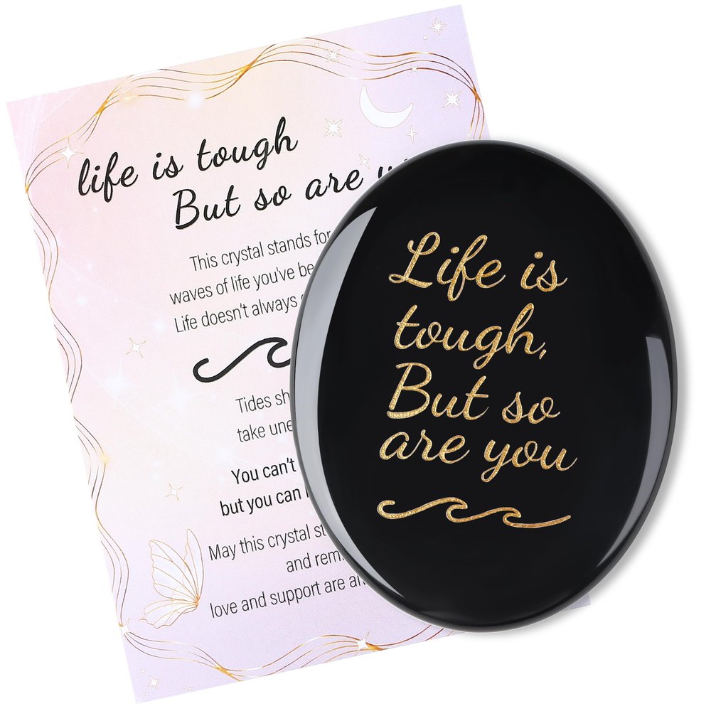 QINJIEJIE Black Obsidian Crystals Life is Tough But So are You Worry Stones