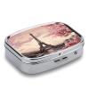 Romantic Paris Tower Pill Cases Portable Small Metal Medicine Box 2 Compartments Square Travel Medicine Case Daily Vitamin Organizer Box for Fish Oils Vitamins Supplements view 3