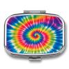 Tie Dye Rainbow Pill Cases Portable Small Metal Medicine Box 2 Compartments Square Travel Medicine Case Daily Vitamin Organizer Box for Fish Oils Vitamins Supplements view 1