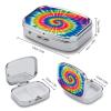 Tie Dye Rainbow Pill Cases Portable Small Metal Medicine Box 2 Compartments Square Travel Medicine Case Daily Vitamin Organizer Box for Fish Oils Vitamins Supplements view 2