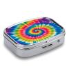 Tie Dye Rainbow Pill Cases Portable Small Metal Medicine Box 2 Compartments Square Travel Medicine Case Daily Vitamin Organizer Box for Fish Oils Vitamins Supplements view 3