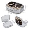 Cute Boston Terrier Pill Cases Portable Small Metal Medicine Box 2 Compartments Square Travel Medicine Case Daily Vitamin Organizer Box for Fish Oils Vitamins Supplements view 2