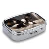 Cute Boston Terrier Pill Cases Portable Small Metal Medicine Box 2 Compartments Square Travel Medicine Case Daily Vitamin Organizer Box for Fish Oils Vitamins Supplements view 3