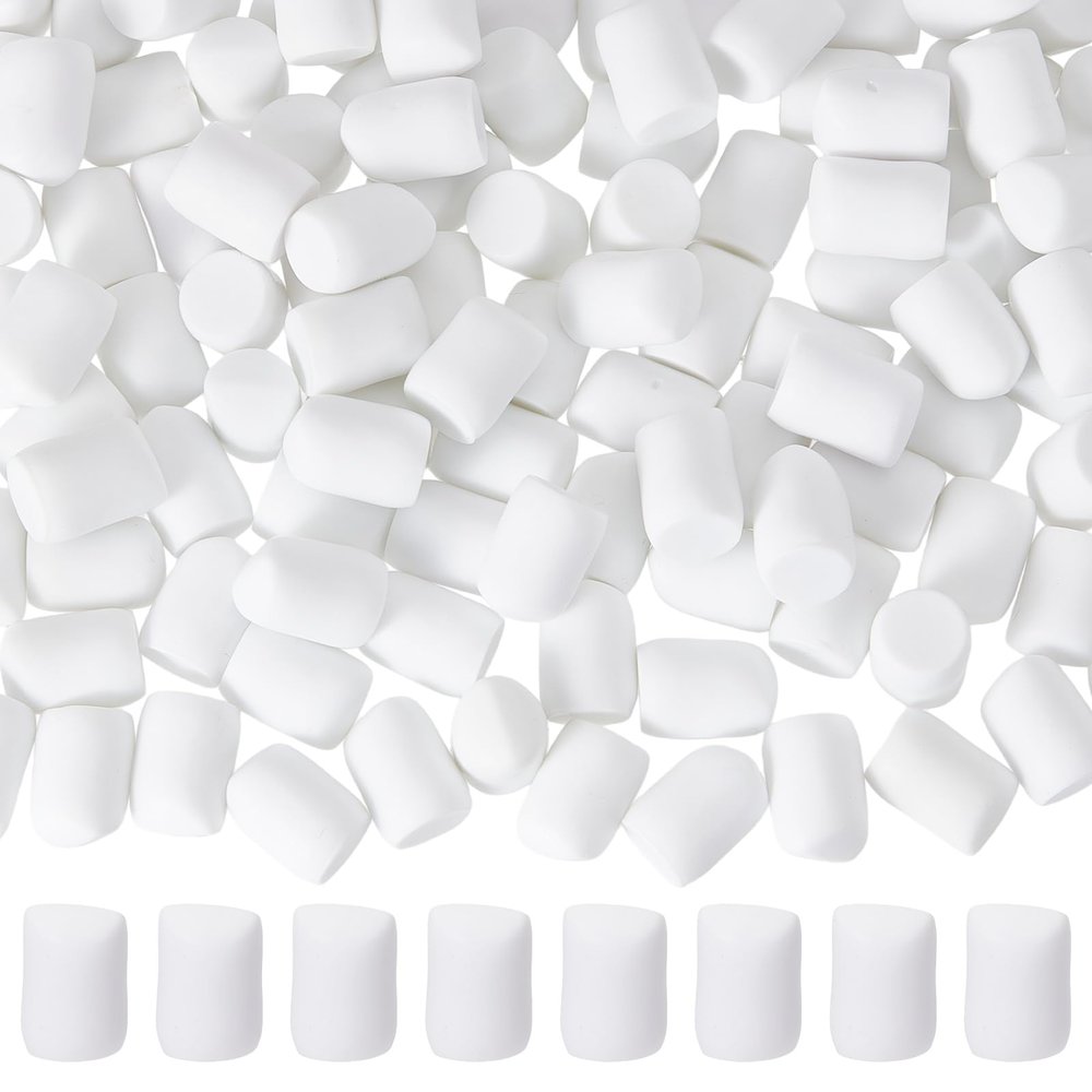 NICENEEDED 1200 PCS Fake White Marshmallow Bulk, Mini Simulation Marshmallow Decorations Realistic Artificial Cotton Candy Model, False Kawaii Flatback Charm for DIY Crafts Making Gifts