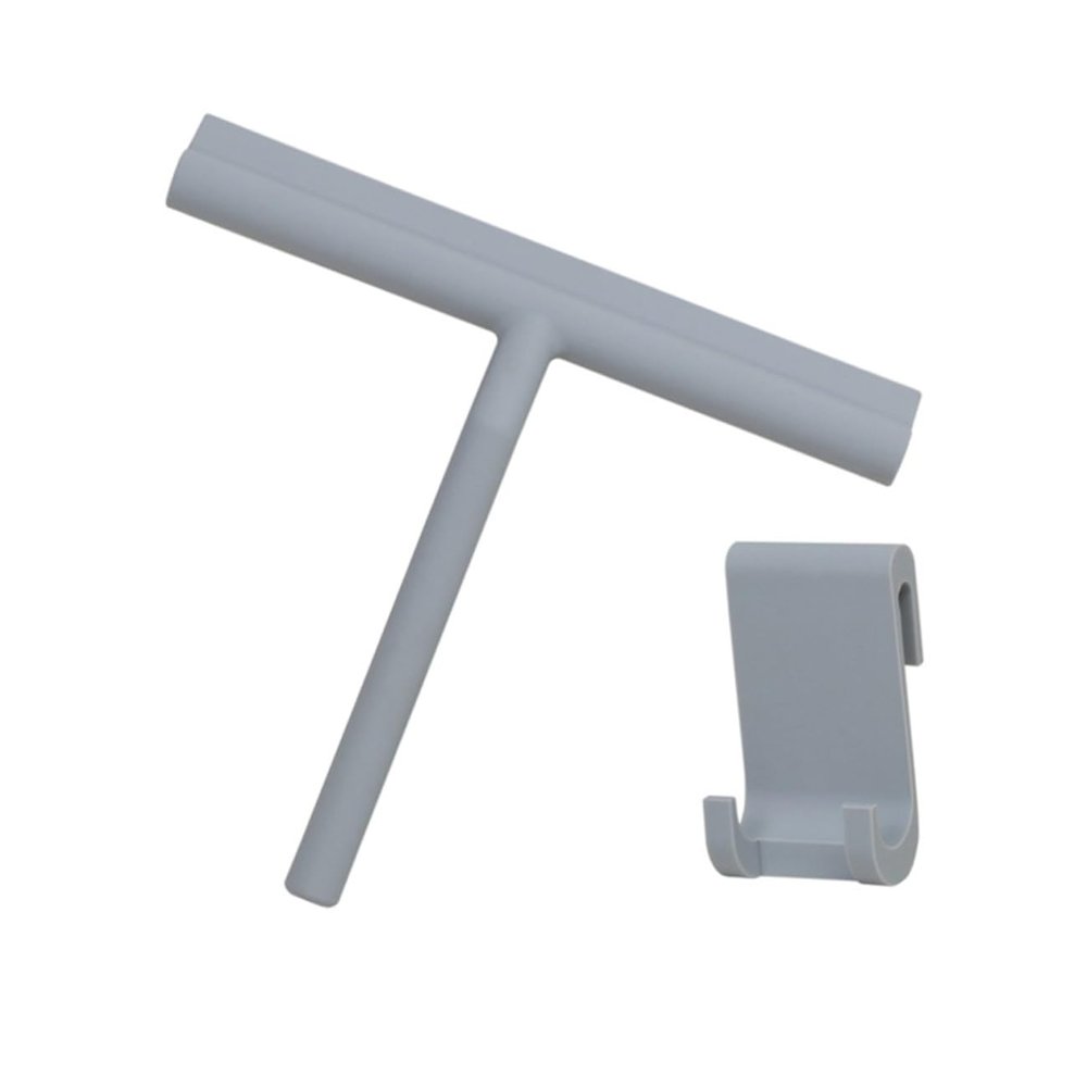 Hohopeti Silicone Squeegee Tool with Hook, Grey Glass Cleaning Accessory for Home and Car Window Water Removal, Multifunctional Household Glass Wiper for Bathroom and Automotive Use