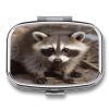 Cub Raccoon Pill Cases Portable Small Metal Medicine Box 2 Compartments Square Travel Medicine Case Daily Vitamin Organizer Box for Fish Oils Vitamins Supplements view 1