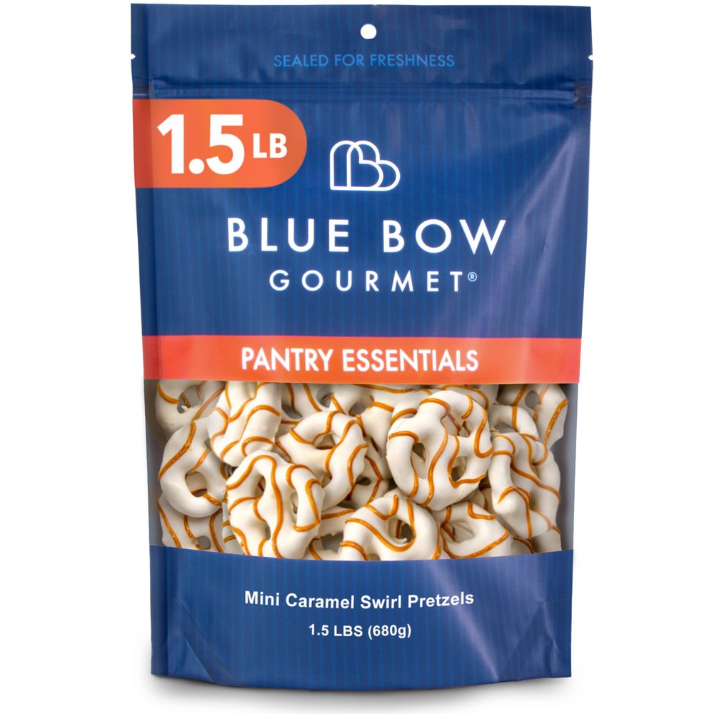 White Mini Pretzels with Caramel Swirl 1.5 LB Bulk Pack White Coated Pretzels with Sweet Caramel Drizzle for Parties, Dessert Tables & Snacking