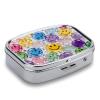 Transparent Glass Happy Face Pill Box 2 Compartment Small Pill Case,Portable for Pocket Or Purse Pills Organizer Mini Pills Container Holder to Hold Vitamins, Medication, Fish Oil and Supplements view 3