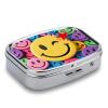 Yellow Star Happy Face Pill Box 2 Compartment Small Pill Case,Portable for Pocket Or Purse Pills Organizer Mini Pills Container Holder to Hold Vitamins, Medication, Fish Oil and Supplements view 3