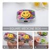 Yellow Star Happy Face Pill Box 2 Compartment Small Pill Case,Portable for Pocket Or Purse Pills Organizer Mini Pills Container Holder to Hold Vitamins, Medication, Fish Oil and Supplements view 4