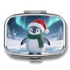 Christmas Penguin Pill Box 2 Compartment Small Pill Case,Portable for Pocket Or Purse Pills Organizer Mini Pills Container Holder to Hold Vitamins, Medication, Fish Oil and Supplements view 1
